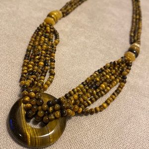 ** 𝒮𝒪ℒ𝒟 ** Vivid Gold Vintage Tigers Eye Necklace